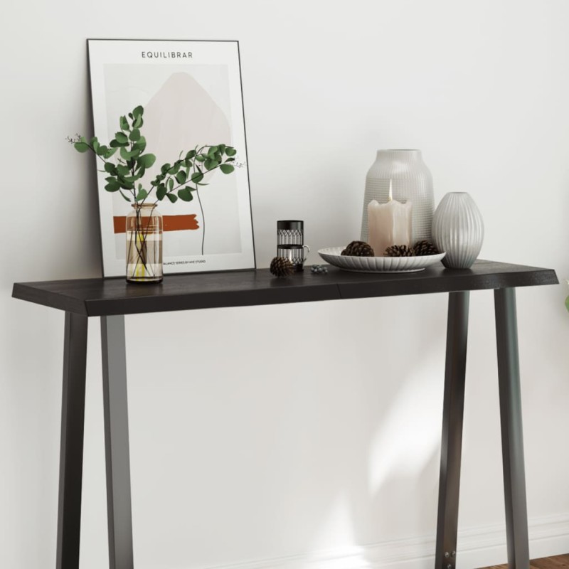 Tampo de mesa com bordas vivas maciço tratado castanho-escuro-Tampos de mesa-Home Retail