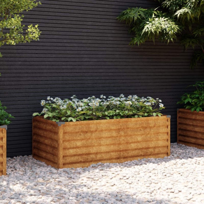 Canteiro elevado de jardim 100x50x36 cm aço corten-Vasos e floreiras-Home Retail