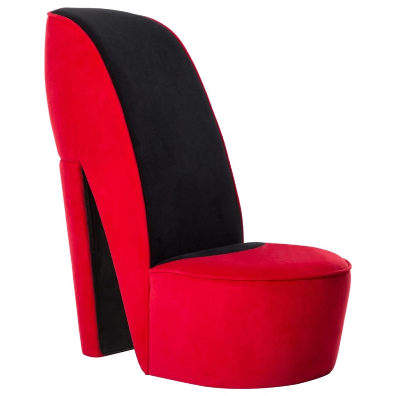 Cadeira estilo sapato de salto alto veludo vermelho-Poltronas-Home Retail