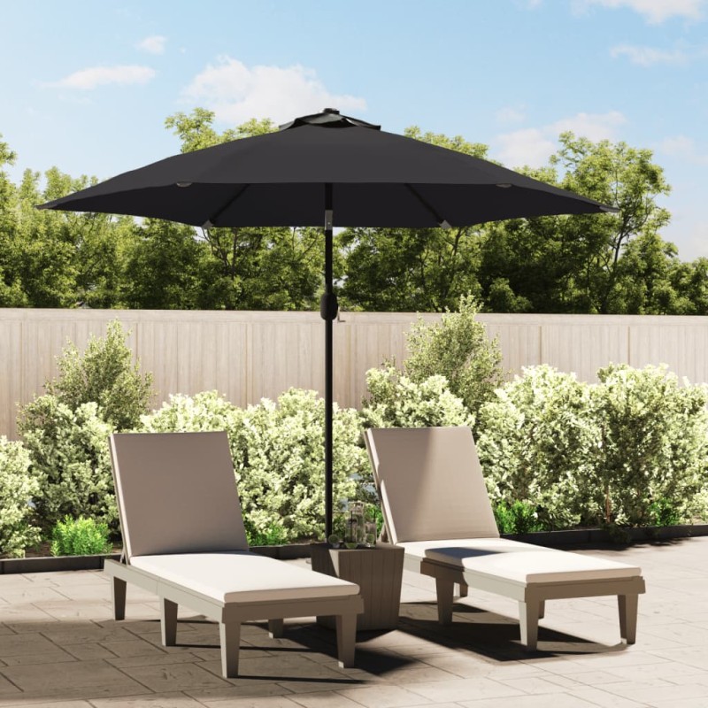 Guarda-sol de exterior com mastro de metal 300 cm preto-Guarda-sóis e telas de varanda-Home Retail