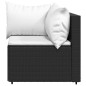 4 pcs conjunto lounge de jardim c/ almofadões vime PE preto