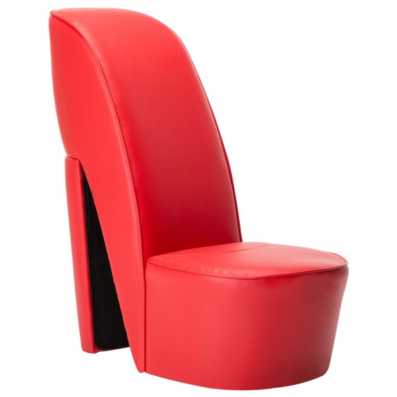 Cadeira estilo sapato de salto alto couro artificial vermelho-Poltronas-Home Retail