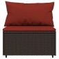 4 pcs conjunto lounge jardim c/ almofadões vime PE castanho