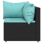 3 pcs conjunto lounge de jardim c/ almofadões vime PE preto