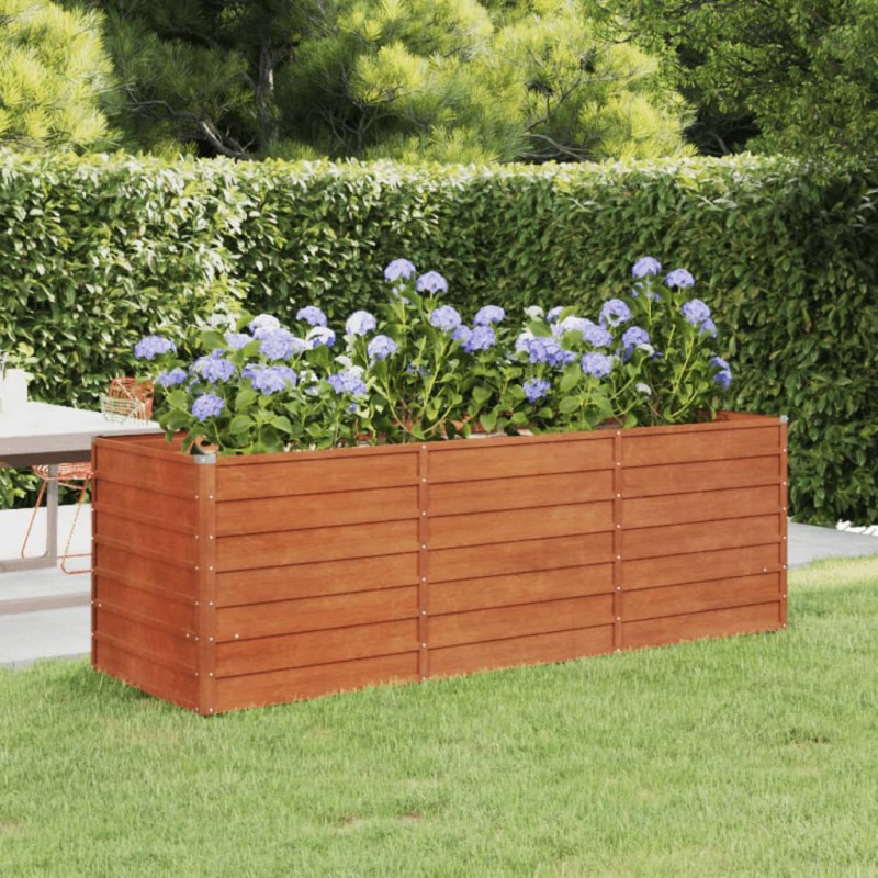 Canteiro de jardim 240x80x77 cm aço corten cor enferrujado-Vasos e floreiras-Home Retail