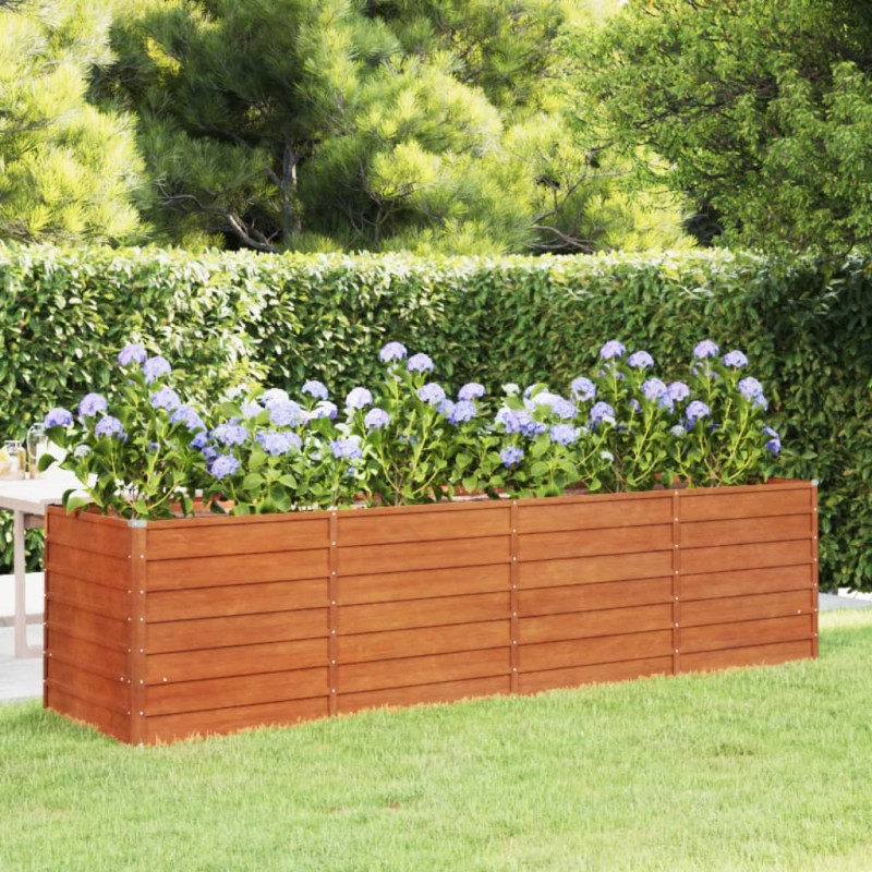 Canteiro de jardim 320x80x77 cm aço corten cor enferrujado-Vasos e floreiras-Home Retail