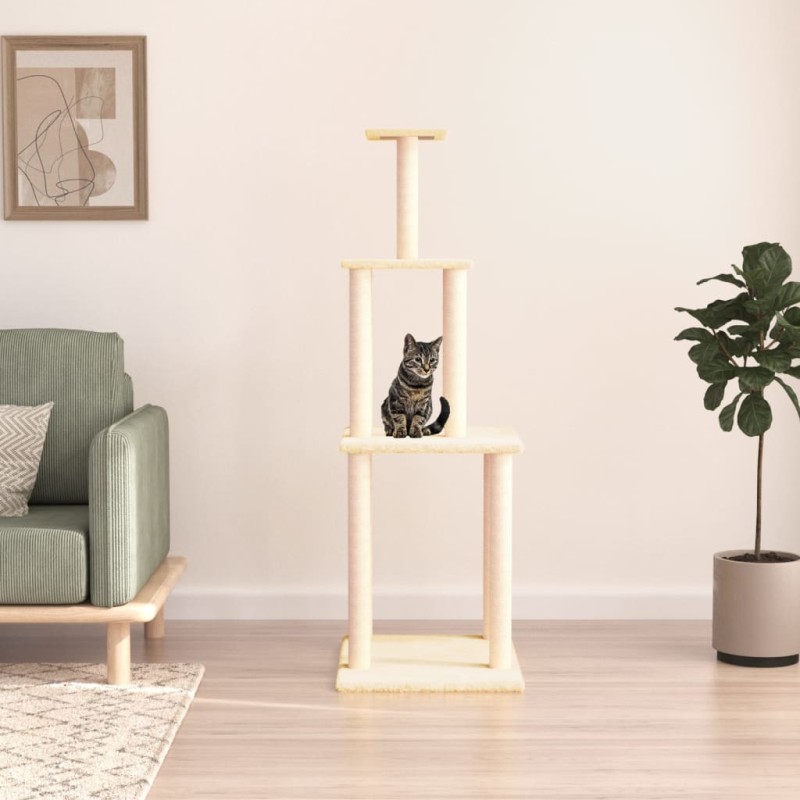 Árvore para gatos c/ postes arranhadores sisal 149 cm cor creme-Móveis para gatos-Home Retail