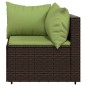 3 pcs conjunto lounge jardim c/ almofadões vime PE castanho