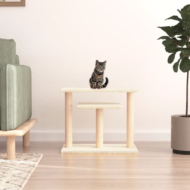 Postes arranhadores para gatos com plataformas 62,5cm cor creme-Móveis para gatos-Home Retail