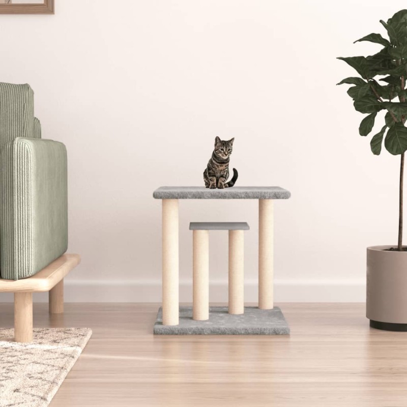 Postes arranhadores para gatos com plataformas 50cm cinza-claro-Móveis para gatos-Home Retail