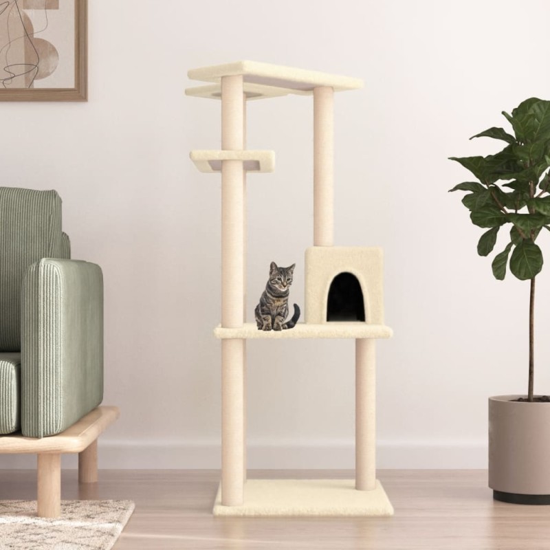 Árvore para gatos c/ postes arranhadores sisal 123 cm cor creme-Móveis para gatos-Home Retail