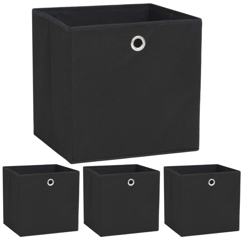 Caixas arrumação 4 pcs tecido-não-tecido (TNT) 32x32x32cm preto-Cestos para complementos-Home Retail