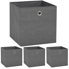 Caixas arrumação 4 pcs não-tecido (TNT) 32x32x32 cm cinzento