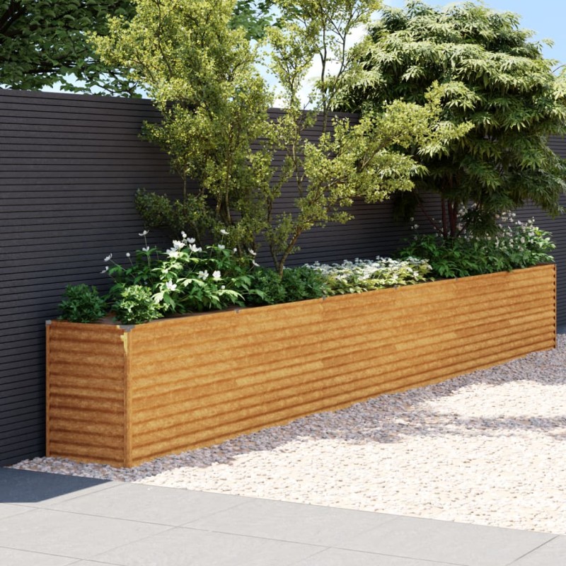 Canteiro elevado de jardim 578x50x69 cm aço corten-Vasos e floreiras-Home Retail