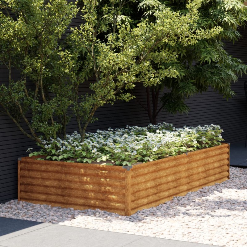 Canteiro elevado de jardim 195x100x36 cm aço corten-Vasos e floreiras-Home Retail