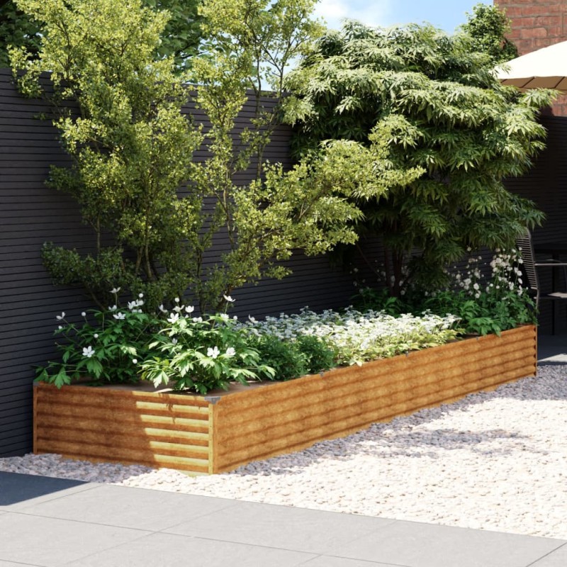 Canteiro elevado de jardim 387x100x36 cm aço corten-Vasos e floreiras-Home Retail