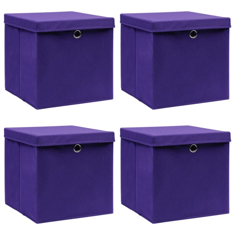 Caixas de arrumação com tampas 4 pcs 28x28x28 cm roxo-Cestos para complementos-Home Retail