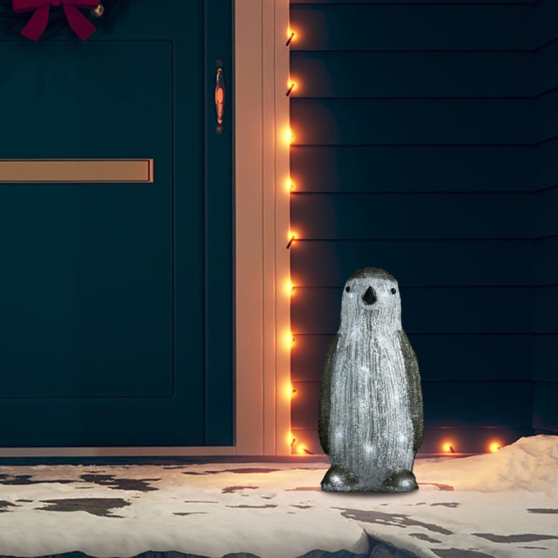 Figura pinguim acrílico c/ luzes LED interior e exterior 30 cm-Luzes de Natal-Home Retail