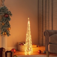 Cone de iluminação decorat. c/ LEDs acrílico 90cm branco quente