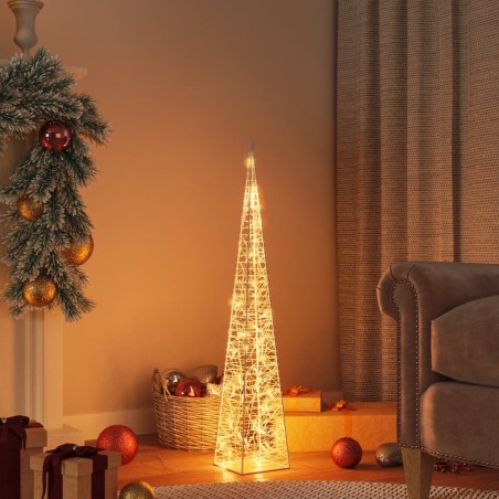 Cone de iluminação decorat. c/ LEDs acrílico 90cm branco quente