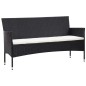 5 pcs conjunto lounge de jardim c/ almofadões vime PE preto