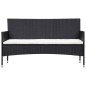 5 pcs conjunto lounge de jardim c/ almofadões vime PE preto