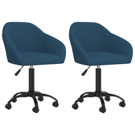 Cadeiras de jantar giratórias 2 pcs veludo azul