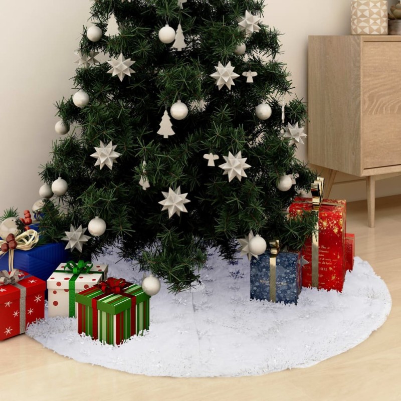 Saia de árvore de Natal luxuosa 90 cm pelo sintético branco-Saias para árvore de Natal-Home Retail