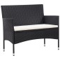 5 pcs conjunto lounge de jardim c/ almofadões vime PE preto