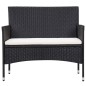 5 pcs conjunto lounge de jardim c/ almofadões vime PE preto