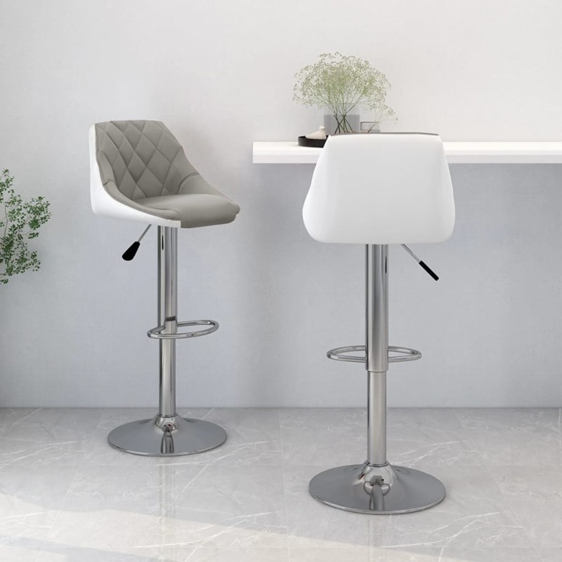 Bancos de bar 2 pcs couro artificial cinzento e branco-Bancos de bar-Home Retail