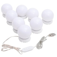 Iluminação de espelho c/ 8 lâmpadas LED branco quente e frio - vida...