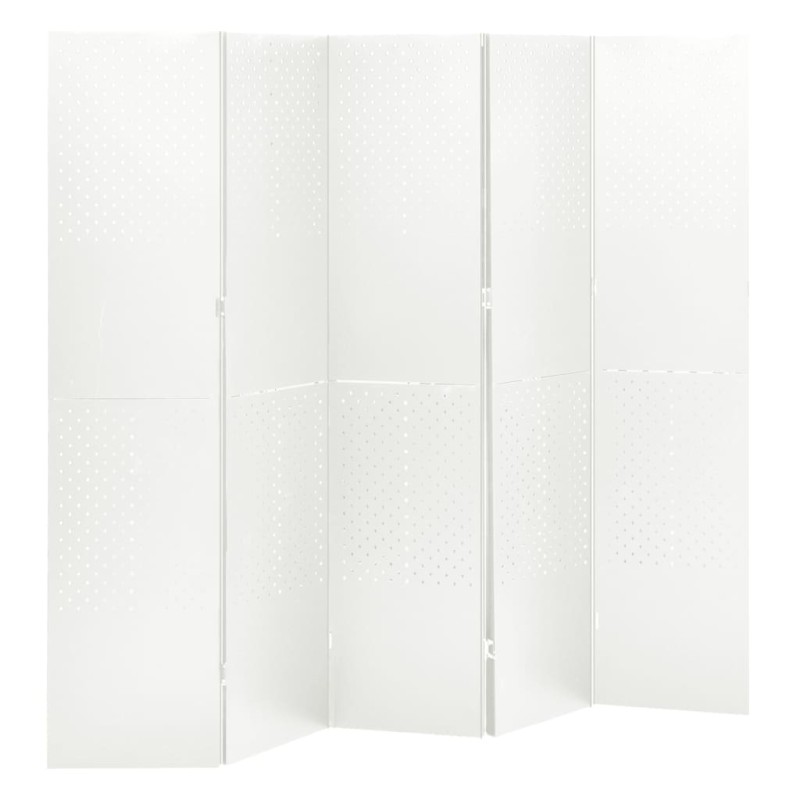 Divisória de quarto com 5 painéis aço 200x180 cm branco-Biombos-Home Retail