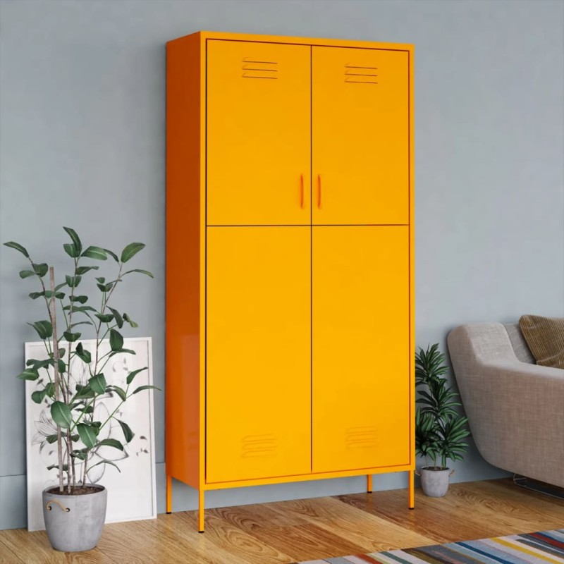 Roupeiro 90x50x180 cm aço amarelo mostarda-Guarda-roupas-Home Retail