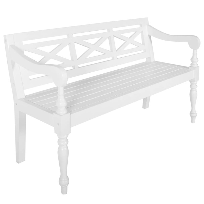 Banco Batávia 123 cm madeira de mogno maciça branco-Bancos de arrumação e entrada-Home Retail