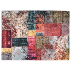 Tapete lavável antiderrapante 120x180 cm patchwork multicor