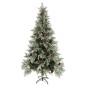 Árvore de Natal com pinhas 225 cm PVC e PE verde e branco