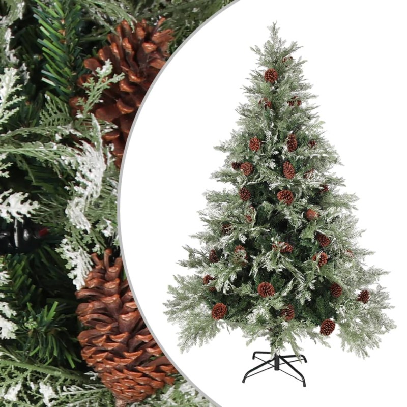 Árvore de Natal com pinhas 150 cm PVC e PE verde e branco-Árvores de Natal-Home Retail