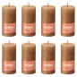 Bolsius Velas rústicas cilíndric. Shine 8pcs 100x50mm castanho moderno