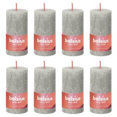 Bolsius Velas rústicas cilíndricas Shine 8pcs 100x50 mm cinzento areia