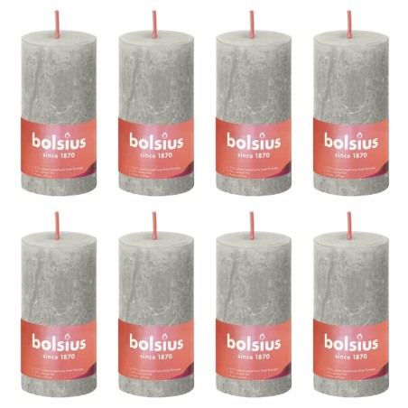 Bolsius Velas rústicas cilíndricas Shine 8pcs 100x50 mm cinzento areia