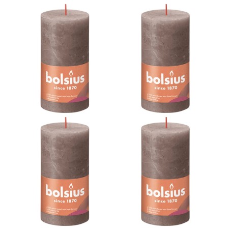 Bolsius Velas rústicas cilíndricas Shine 4pcs 130x68mm cinza-acastanh.