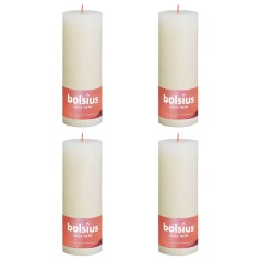 Bolsius Velas rústicas cilíndricas Shine 4 pcs 190x68 mm pérola suave