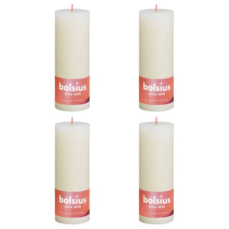 Bolsius Velas rústicas cilíndricas Shine 4 pcs 190x68 mm pérola suave