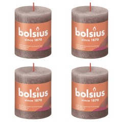 Bolsius Velas rústicas cilíndri. Shine 4pcs 80x68mm cinza-acastanhado