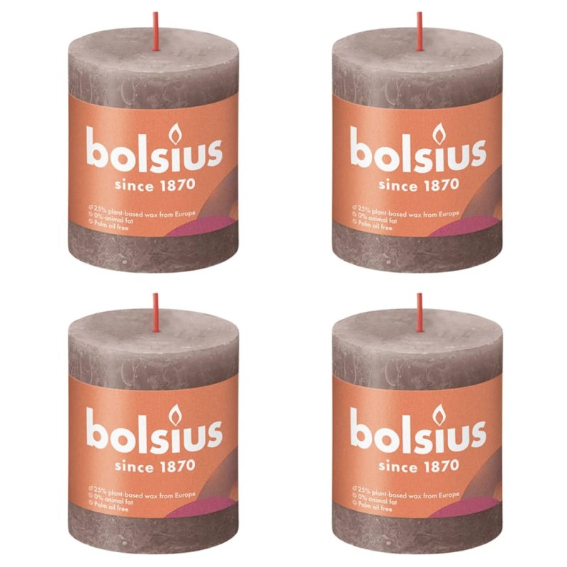 Bolsius Velas rústicas cilíndri. Shine 4pcs 80x68mm cinza-acastanhado-Velas-Home Retail