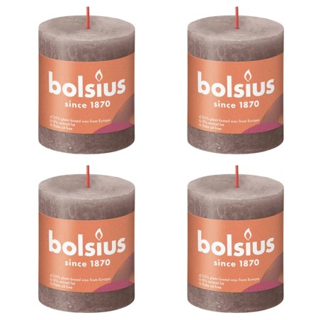 Bolsius Velas rústicas cilíndri. Shine 4pcs 80x68mm cinza-acastanhado