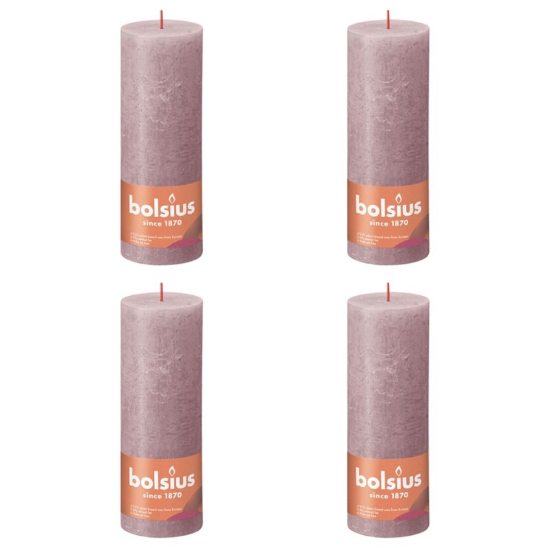 Bolsius Velas rústicas cilíndricas Shine 4pcs 190x68mm rosa cinza-Velas-Home Retail