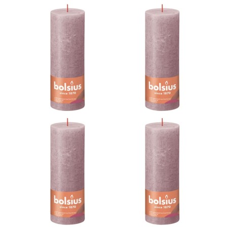 Bolsius Velas rústicas cilíndricas Shine 4pcs 190x68mm rosa cinza