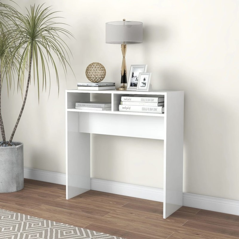 Mesa consola 78x30x80 cm derivados de madeira branco brilhante-Mesas de apoio-Home Retail